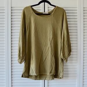 Filipa XXL Mixed Media Green Short Sleeve Blouse | Size XXL